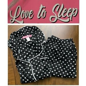 🌇 LOVE TO SLEEP Black and White Polka Dot Pajama PJ Set NWT 3X